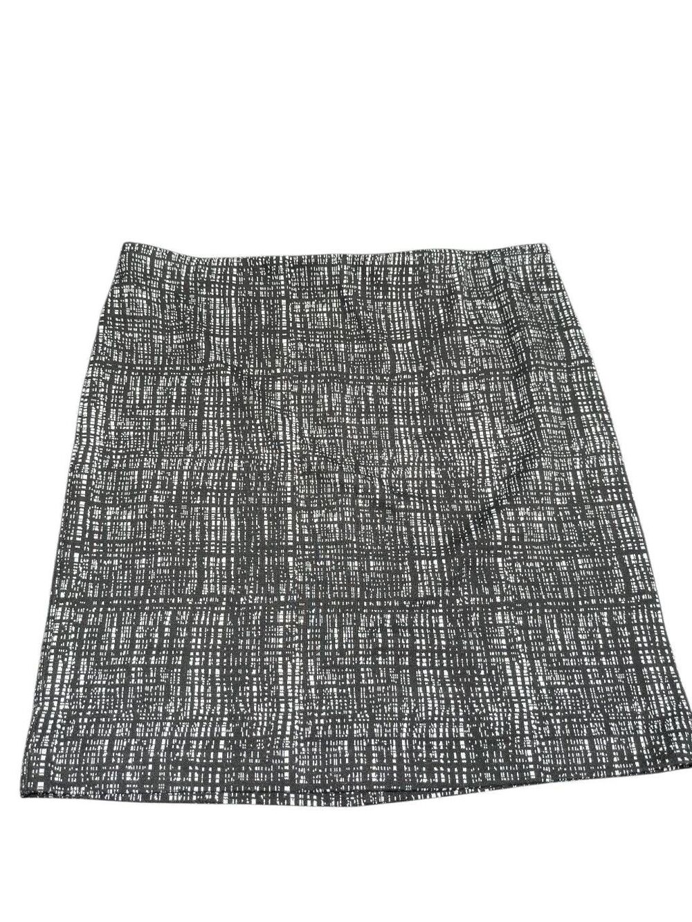Worthington black-and-white patterned abstract grid pencil skirt Women's L